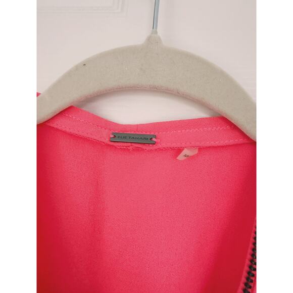 Elie Tahari Colorblock Zipper Sleeveless Mini Dress Pink 0 Feminine Career Bold - Picture 6 of 10